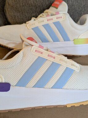ADIDAS Women's Racer TR21 Off White/Semi Turbo/Pulse Amber Sz 7.5 Excellent Con